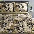 Pościel 140x200 cm bawełniana kolor czarny, brązowy zdobiona nadrukiem liści DIVA Eurofirany