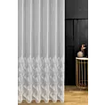 Firana szyta na tunelu biało srebrna z tkaniny ADEN haftowanej w geometryczny wzór, wykończona obciążnikiem Pierre Cardin