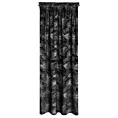 Zasłona czarna w srebrne kwiaty z błyszczącego welwetu 140x300 cm taśma STELLA Eurofirany