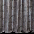 Zasłona szyta na taśmie 5 cm popielato złocista z miękkiej, welwetowej tkaniny z nieregularnym wzorem i błyszczącym nadrukiem