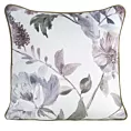 Poszewka na poduszkę 45x45 cm welwetowa z motywem roślinnym z wypustką na brzegach biało, zielona ROSALIA EUROFIRANY PREMIUM