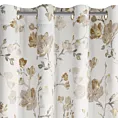 Zasłona biało, beżowa z tkaniny zaciemniającej zdobiona nadrukiem kwiatów 140x250 cm przelotki - NELIA Eurofirany