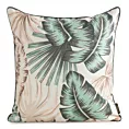 Poszewka na poduszkę 45x45 cm z tkaniny wodoodpornej na taras oraz balkon z motywem egzotycznych liści kremowo, zielona GARDEN Eurofirany