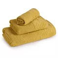 Ręcznik kąpielowy 50x90 cm bawełniany kolor musztardowy o ryżowej strukturze z welwetową bordiurą 500 g/m2 LOREN Eurofirany
