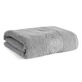 Ręcznik kąpielowy 50x90 cm bawełniany kolor srebrny z ozdobną geometryczną bordiurą AZARI Eurofirany