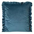 Poszewka na poduszkę 45x45 cm welwetowa zdobiona na brzegach falbanami niebieska VELVET 25 EUROFIRANY PREMIUM