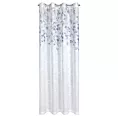Zasłona biało, granatowa z wzorem kwitnących gałązek z delikatnej etaminy 140x250 cm przelotka ANA Eurofirany