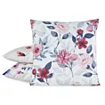 Poszewka na poduszkę 45x45 cm welwetowa zdobiona nadrukiem letnich kwiatów biało, czerwona MINK Eurofirany