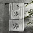 Zestaw ręczników bawełnianych 3 szt kolor srebrny, stalowy z haftem kwiatów 400 g/m2 MELANI Eurofirany