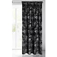 Zasłona czarna w srebrne kwiaty z błyszczącego welwetu 140x300 cm taśma STELLA Eurofirany