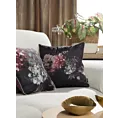 Poszewka na poduszkę 45x45 cm welwetowa, dwustronna z motywem kwiatów z wypustką na brzegach czarno, bordowa VELEVT 137 EUROFIRANY PREMIUM