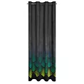 Zasłona czarno, turkusowa z oliwkowym wzorem geometrycznym z tkaniny welwetowej 140x250 cm przelotka ANGELINA Eurofirany
