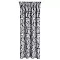 Zasłona biało, czarna zdobiona nadrukiem liści 140x270 cm taśma ROMI Eurofirany