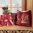 Poszewka na poduszkę 45x45 cm welwetowa ze świątecznym motywem pierników czerwona GINGER Eurofirany