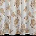 Zasłona biało, beżowa zdobiona nadrukiem róż z dodatkiem złota z etaminy 140x250 cm złote przelotki - MELA Eurofirany