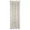 Firana biało, szampańska z etaminy zdobiona nadrukiem roślinnym 140x250 cm przelotki - DELIA Eurofirany