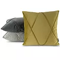 Poszewka na poduszkę 45x45 cm welwetowa z ozdobnym geometrycznym przeszywanym wzorem musztardowa NALA 1 EUROFIRANY PREMIUM