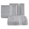 Ręcznik do rąk 30x50 cm bawełniany kolor srebrny z bordiurą w paski 550 g/m2 ELEN Eurofirany
