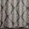 Zasłona szyta na taśmie fala popielato szara tkanina w ornamentowy wzór, z dodatkiem połyskującej nici