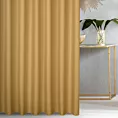 Zasłona szyta na taśmie fala musztardowa z gładkiej tkaniny zaciemniającej typu dimout wykończona obciążnikiem