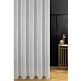 Firana szyta na flexach biała z połyskującej tkaniny peru, z cienkimi, pionowymi paseczkami