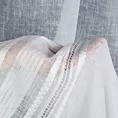 Firana szyta na taśmie fala biała z matowej tkaniny o naturalnym wyglądzie z ażurowymi pasami, wykończona obciążnikiem