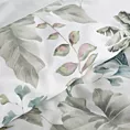 Pościel 220x200 cm z satyny bawełnianej kolor biały, zielony z botanicznym wzorem SPRING 52 Eurofirany