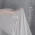 Firana biała z etaminy z nadrukiem srebrzystych palmowych liści 140x250 cm przelotka CAPRI Eurofirany