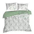 Pościel 220x200 cm z mieszanki włókien kolor biały, zielony zdobiony motywem roślinnym CLARISSA Design 91 Eurofirany