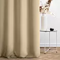Zasłona szyta na taśmie fala beżowa z gładkiej tkaniny zaciemniającej typu dimout