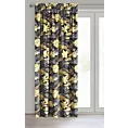 Zasłona czarno, żółta w liście monstery z tkaniny welwetowej 140x270 taśma BLER Eurofirany