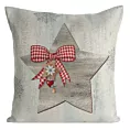 Poszewka na poduszkę 45x45 cm bawełniana, świateczna gobelinowa z mieszanki włókien zdobiona motywem gwiazdy popielato, srebrna GOB Eurofirany