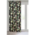 Zasłona czarno, oliwkowa w kwiaty z tkaniny welwetowej 140x250 cm przelotka ALEA Eurofirany