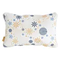 Poszewka na poduszkę 30x45 cm welwetowa zdobiona nadrukiem ze śnieżynkami granatowo, biała CAROL Eurofirany