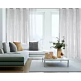 Zasłona biało, srebrzysta zdobiona błyszczącym przecieranym wzorem z welwetu 140x250 cm przelotka RENIA  Eurofirany