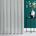 Firana szyta na taśmie 8 cm jasnoszara z półmatowej kreszowanej tkaniny, w nieregularne, cienkie, pionowe pasy, wykończona obciążnikiem