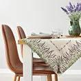 Obrus naturalno, zielony 100x100 cm gobelinowy z tkanym motywem lawendy Eurofirany