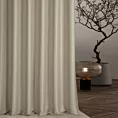 Zasłona szyta na flexach beżowa z tkaniny z mieszanką lnu i wiskozy, w stylu eko, z delikatnym połyskiem