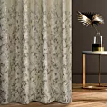 Zasłona szyta na taśmie fala beżowo szampańska z welwetowej tkaniny z błyszczącym nadrukiem od dołu