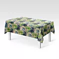 Obrus szyty KIMBERLY zielono grafitowy z miękkiej tkaniny typu blackout drukowanej w egzotyczne liście