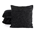 Poszewka na poduszkę 45x45 cm z szyfonowej tkaniny zdobiona moherową nicią czarna REINA EVA MINGE Eurofirany