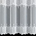 Firana szyta na taśmie fala TAMAYA biała z matowej batystowej tkaniny haftowanej w ażurowy wzór