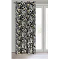 Zasłona czarno, stalowa zdobiona wzorem botanicznym z welwetu 140x250 cm przelotka LOREN Eurofirany