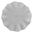 Podkładka okrągła na stół srebrna średnica 38 cm JUNE pleciona o falistych brzegach Eurofirany