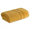 Ręcznik kąpielowy 50x90 cm bawełniany kolor musztardowy z welwetową bordiurą i kontrastującymi paseczkami 500 g/m2 SIBEL Eurofirany