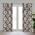 Zasłona GALIA w stylu eko zdobiona matowy nadrukiem kwiatów Eurofirany
