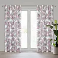 Zasłona srebrno, różowa w kwiaty z etaminy 140x250 cm przelotka SHERRY Eurofirany
