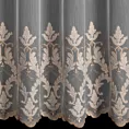 Firana szyta na przelotkach biało złocista z matowej tkaniny ADEN ozdobionej szenilowym haftem ornamentowym Pierre Cardin