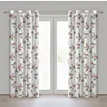 Zasłona biało, różowa z etaminy zdobiona nadrukiem pnących kwiatów 135x250 cm przelotki - RUTH Eurofirany