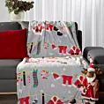 Koc  150x200 cm szaro, czerwony z motywem świątecznym  Eurofirany
